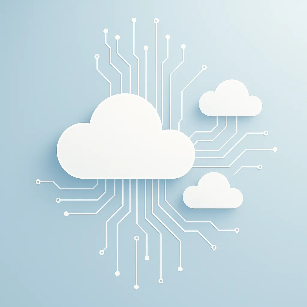 Nuages et circuits évoquant le cloud