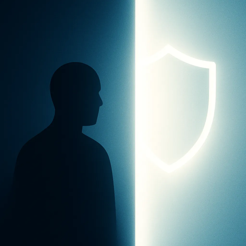 Silhouette bloquée par un bouclier lumineux