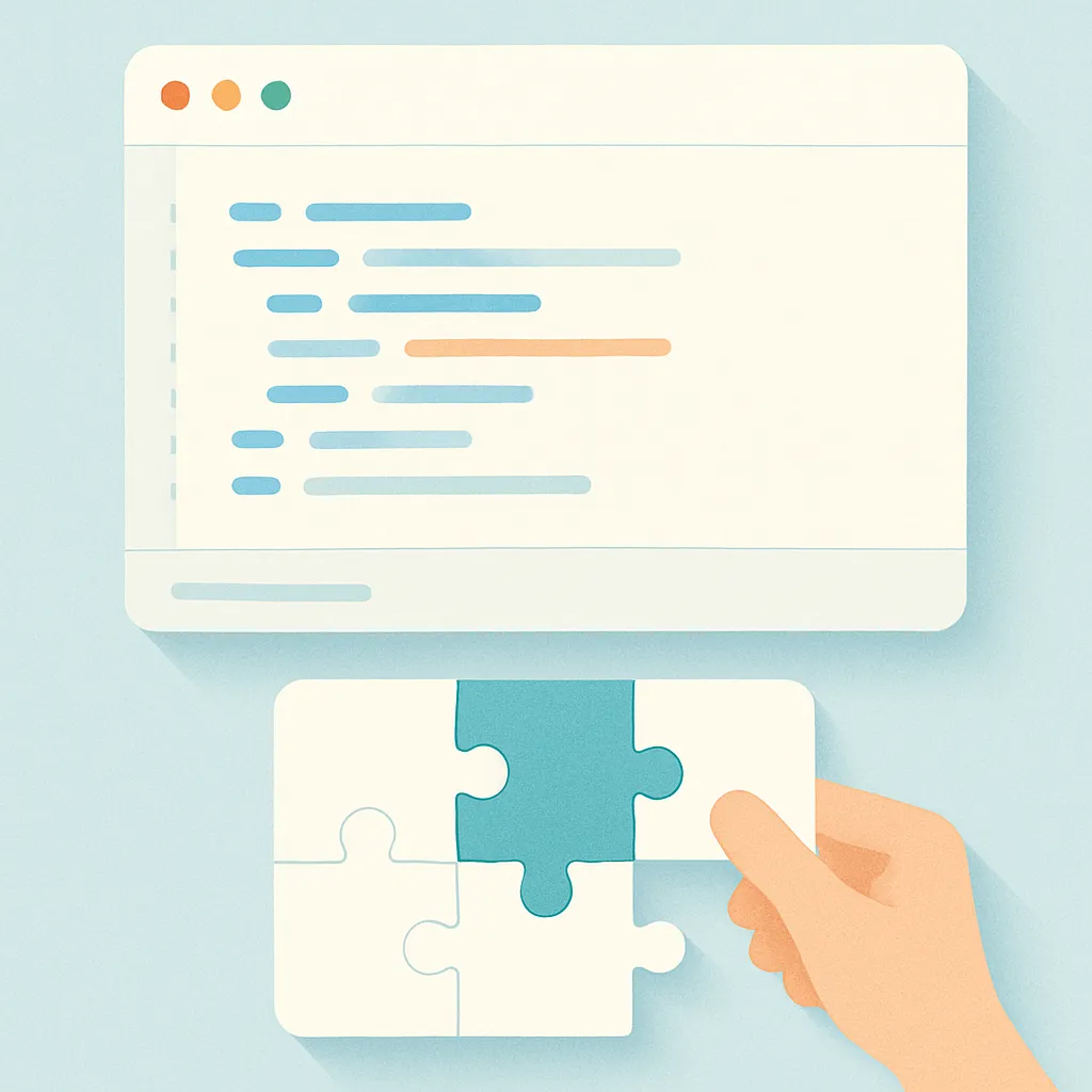 Code et puzzle s’assemblant